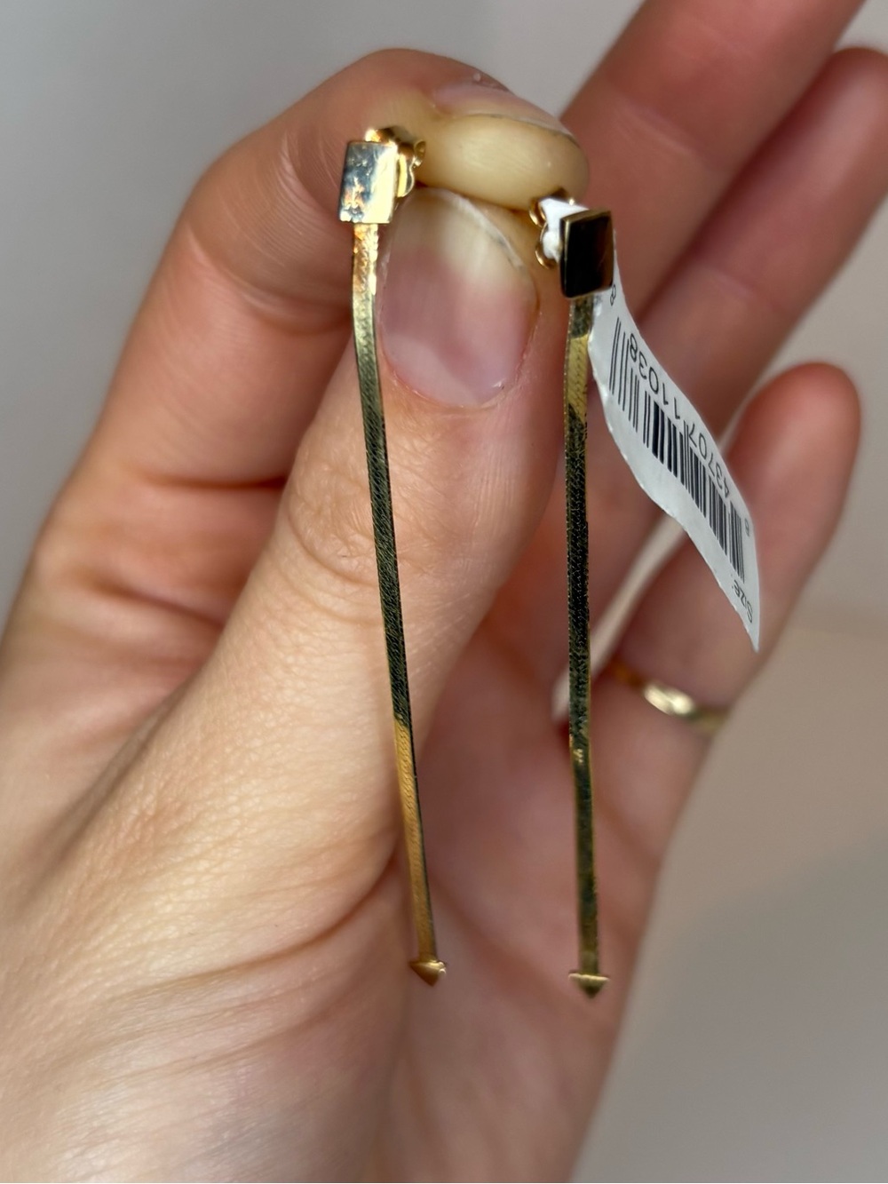 14K Gold Long Bar Drop Earrings